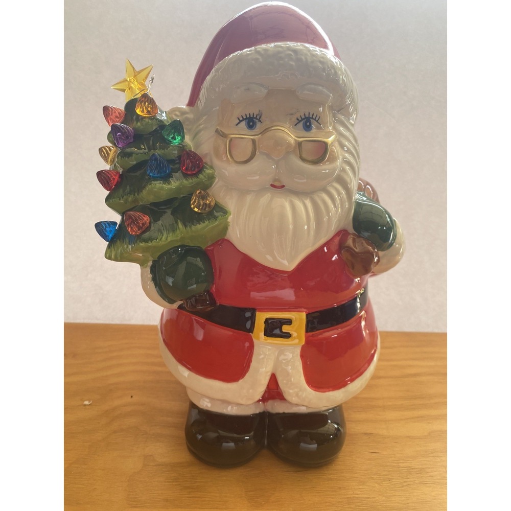 Vintage Mr. Christmas Ceramic 12" Santa Claus Lighted Tree Follow The Magic NIB